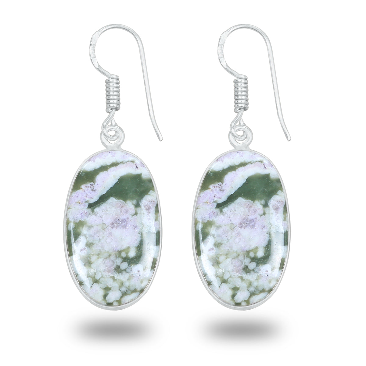 Lucky Jade with Stichtite Earrings – Silver-Plated, Handmade | Wholesale
