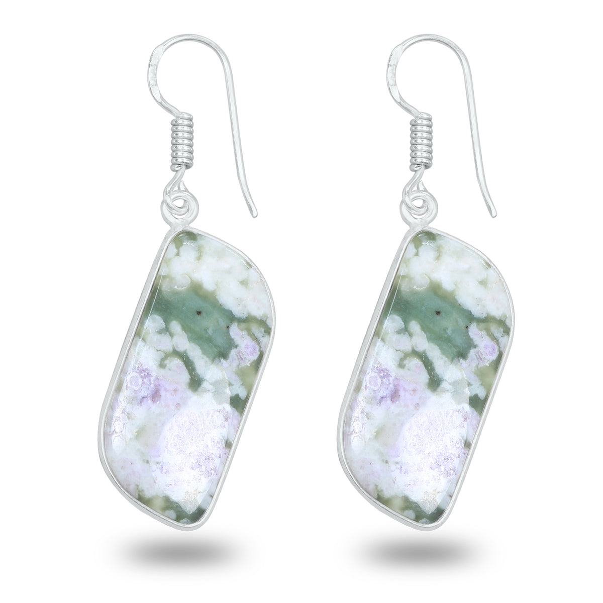 Lucky Jade with Stichtite Earrings – Silver-Plated, Handmade | Wholesale