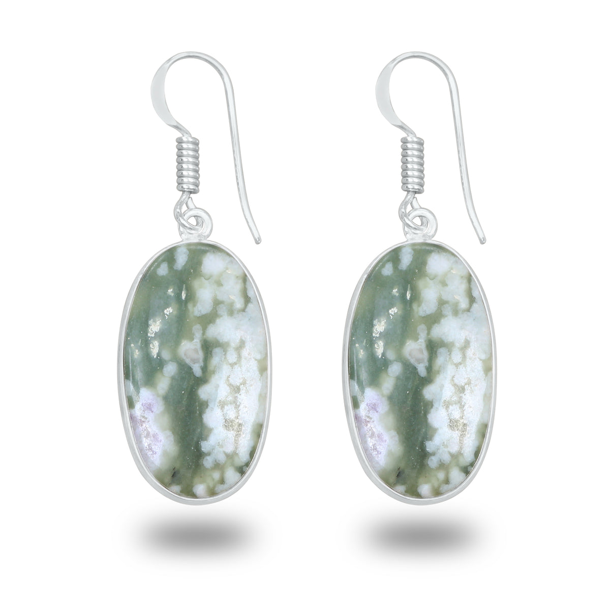 Lucky Jade with Stichtite Earrings – Silver-Plated, Handmade | Wholesale
