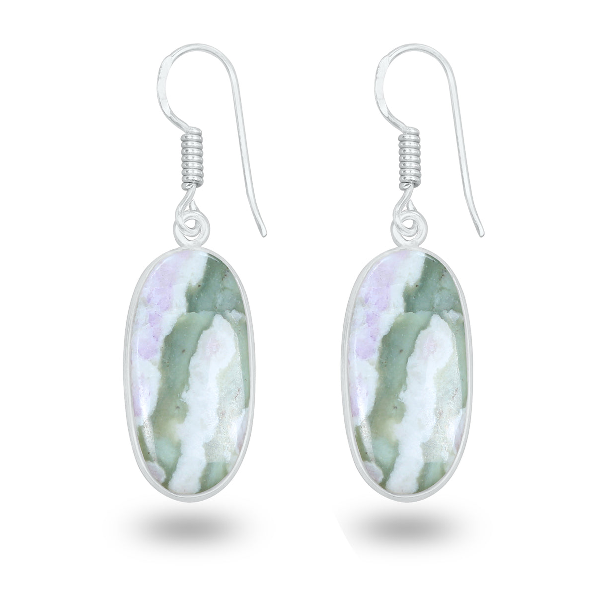Lucky Jade with Stichtite Earrings – Silver-Plated, Handmade | Wholesale