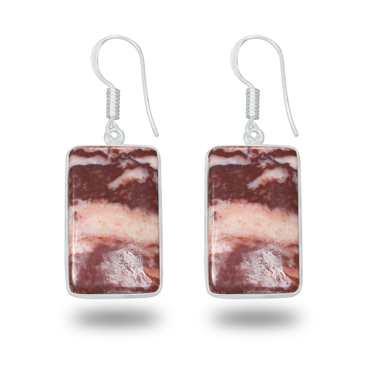Coconut Jasper Earrings – Minimalist, Silver-Plated | Wholesale Simple works Jewelry
