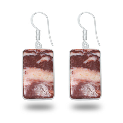 Coconut Jasper Earrings – Minimalist, Silver-Plated | Wholesale Simple works Jewelry