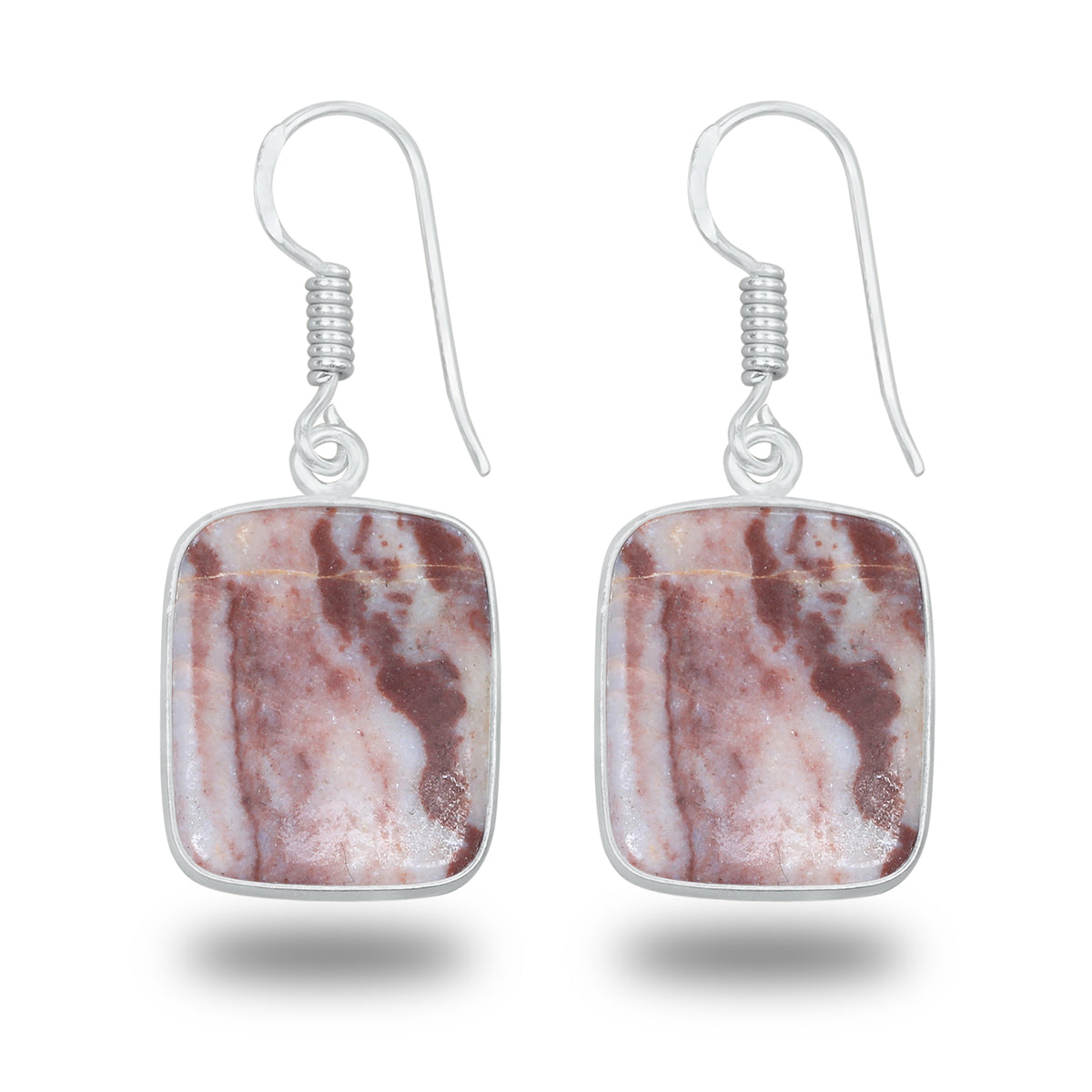 Coconut Jasper Earrings – Minimalist, Silver-Plated | Wholesale Simple works Jewelry
