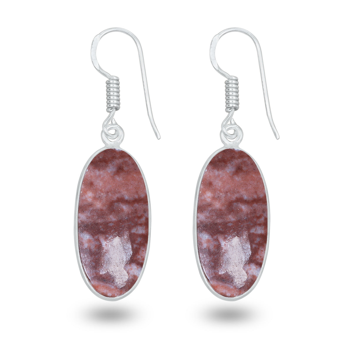Coconut Jasper Earrings – Minimalist, Silver-Plated | Wholesale Simple works Jewelry