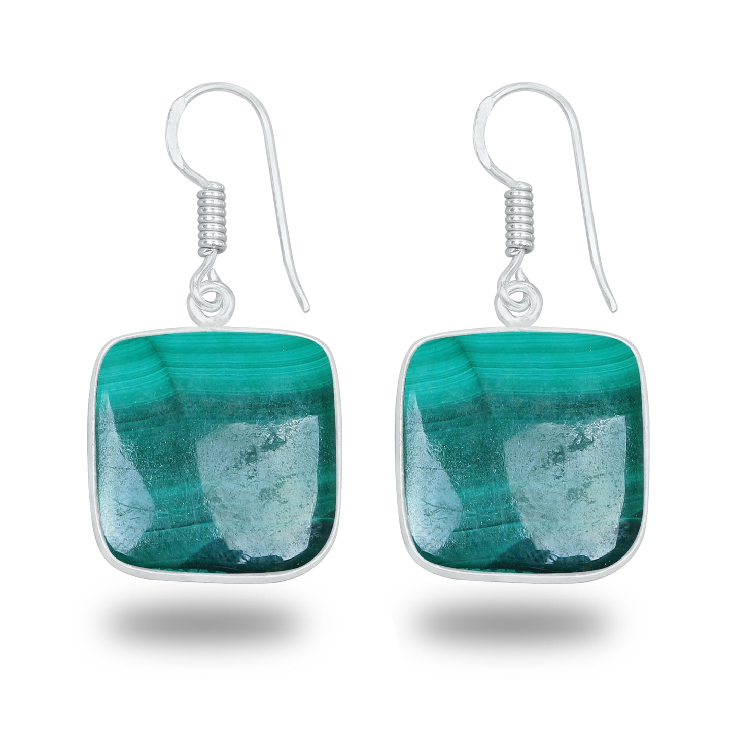 Boucles d'oreilles en malachite – Minimalistes, plaquées argent | Bijoux faits main en gros
