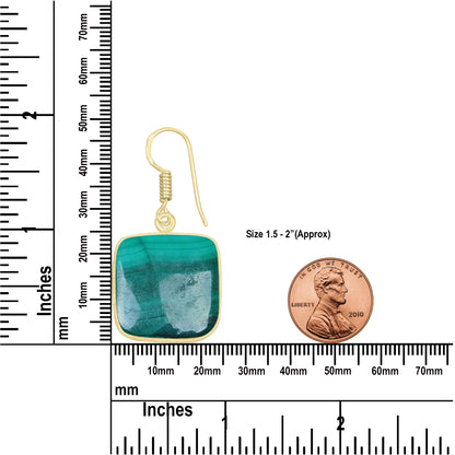 Malachite Earrings – 18K Gold-Plated Bezel, Handmade Minimal Design | Made to Order