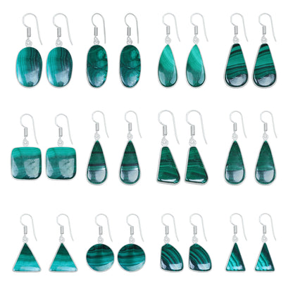 Boucles d'oreilles en malachite – Minimalistes, plaquées argent | Bijoux faits main en gros