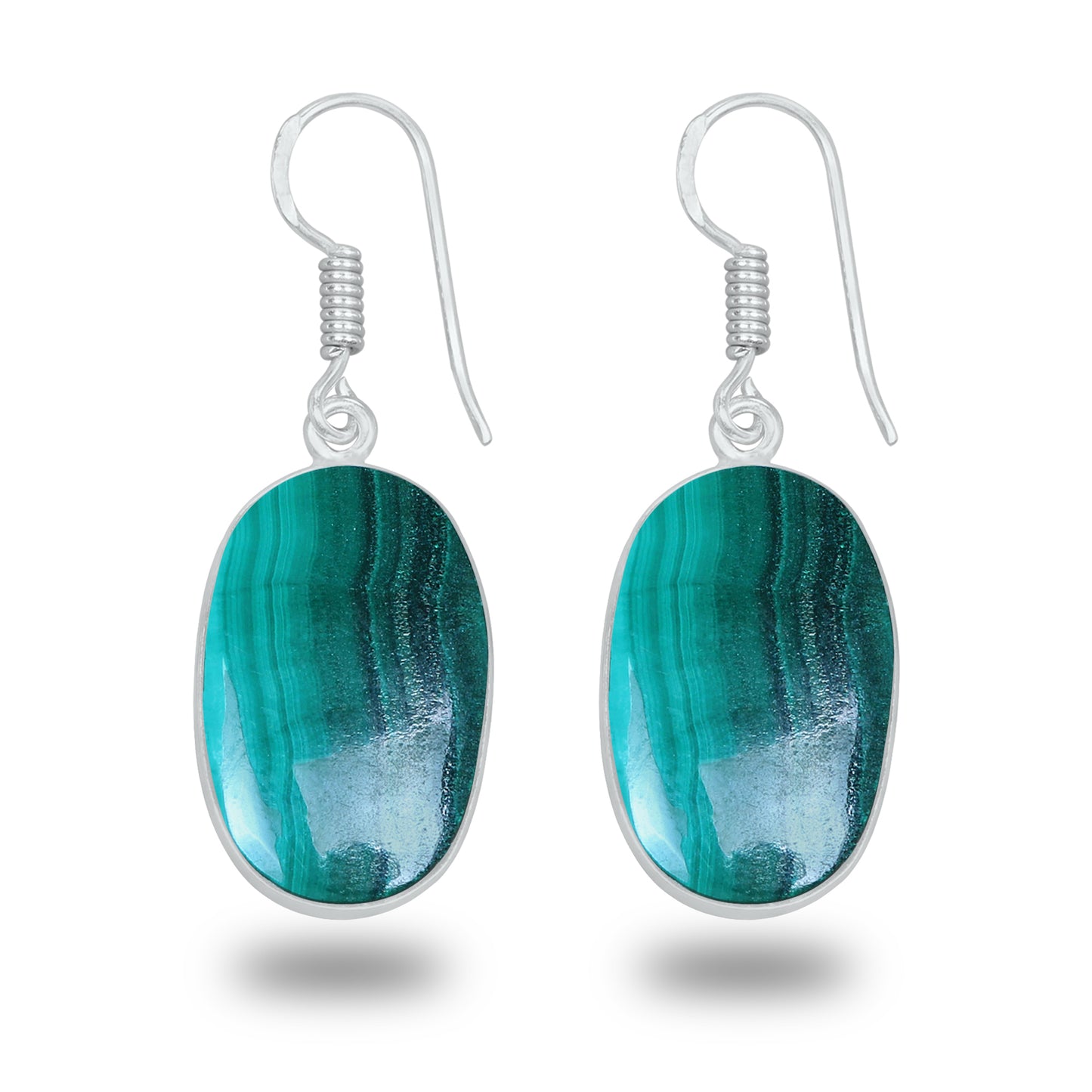 Boucles d'oreilles en malachite – Minimalistes, plaquées argent | Bijoux faits main en gros