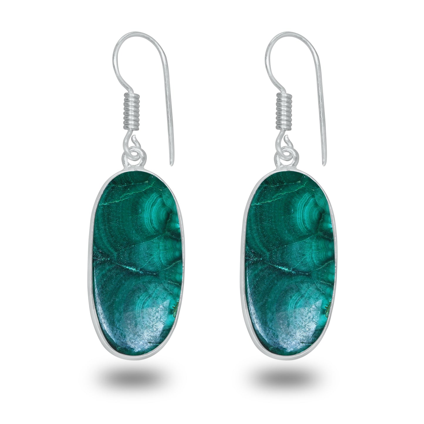 Boucles d'oreilles en malachite – Minimalistes, plaquées argent | Bijoux faits main en gros