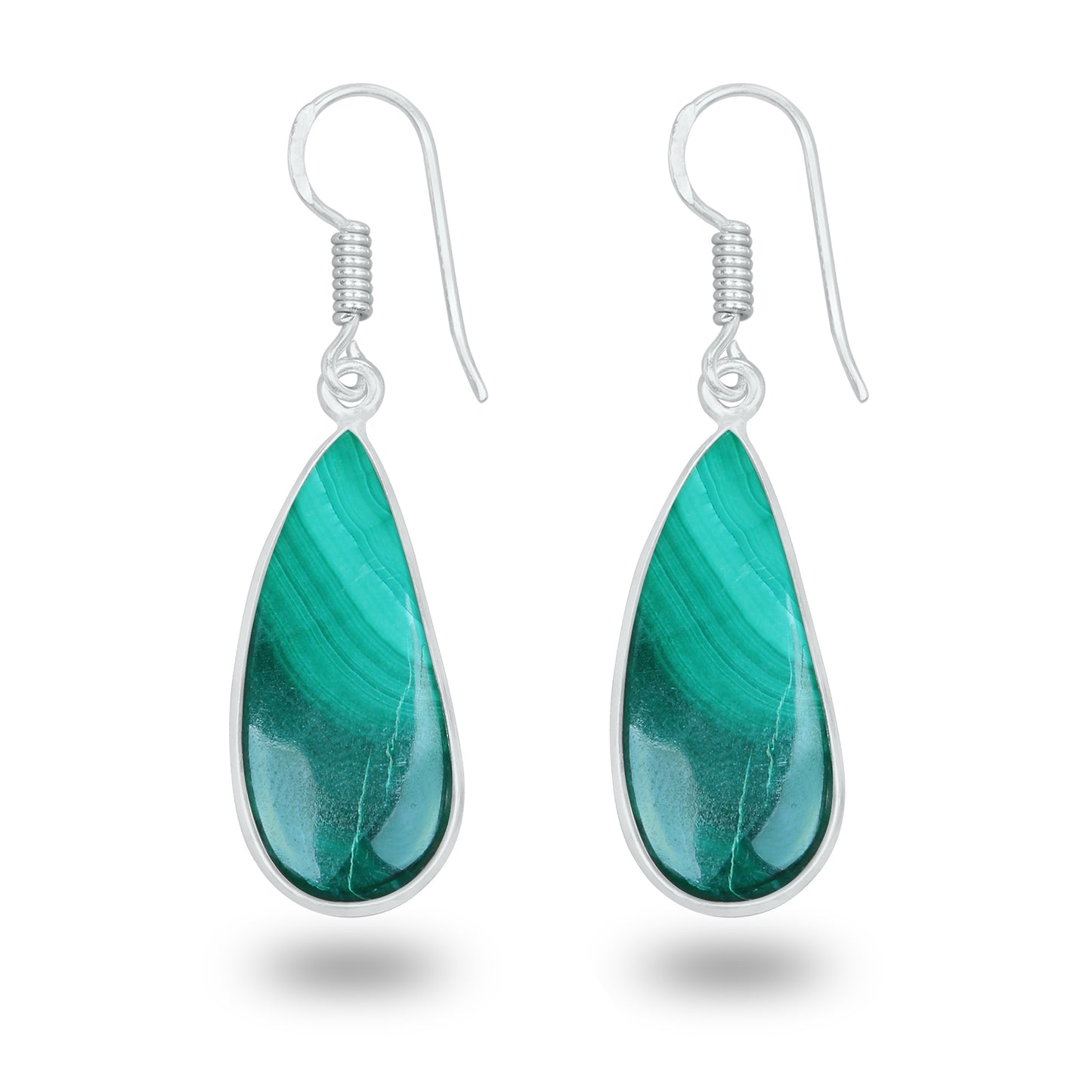 Boucles d'oreilles en malachite – Minimalistes, plaquées argent | Bijoux faits main en gros