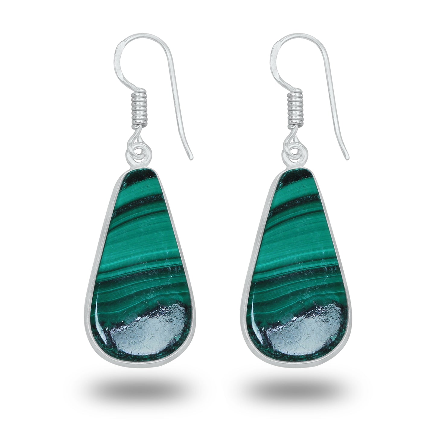 Boucles d'oreilles en malachite – Minimalistes, plaquées argent | Bijoux faits main en gros
