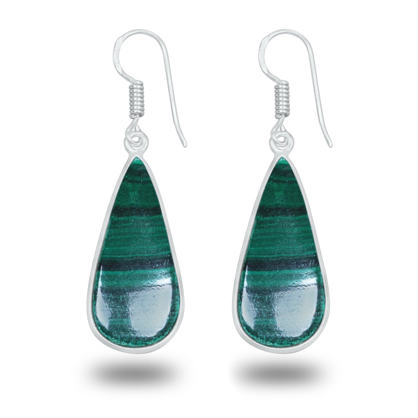 Boucles d'oreilles en malachite – Minimalistes, plaquées argent | Bijoux faits main en gros