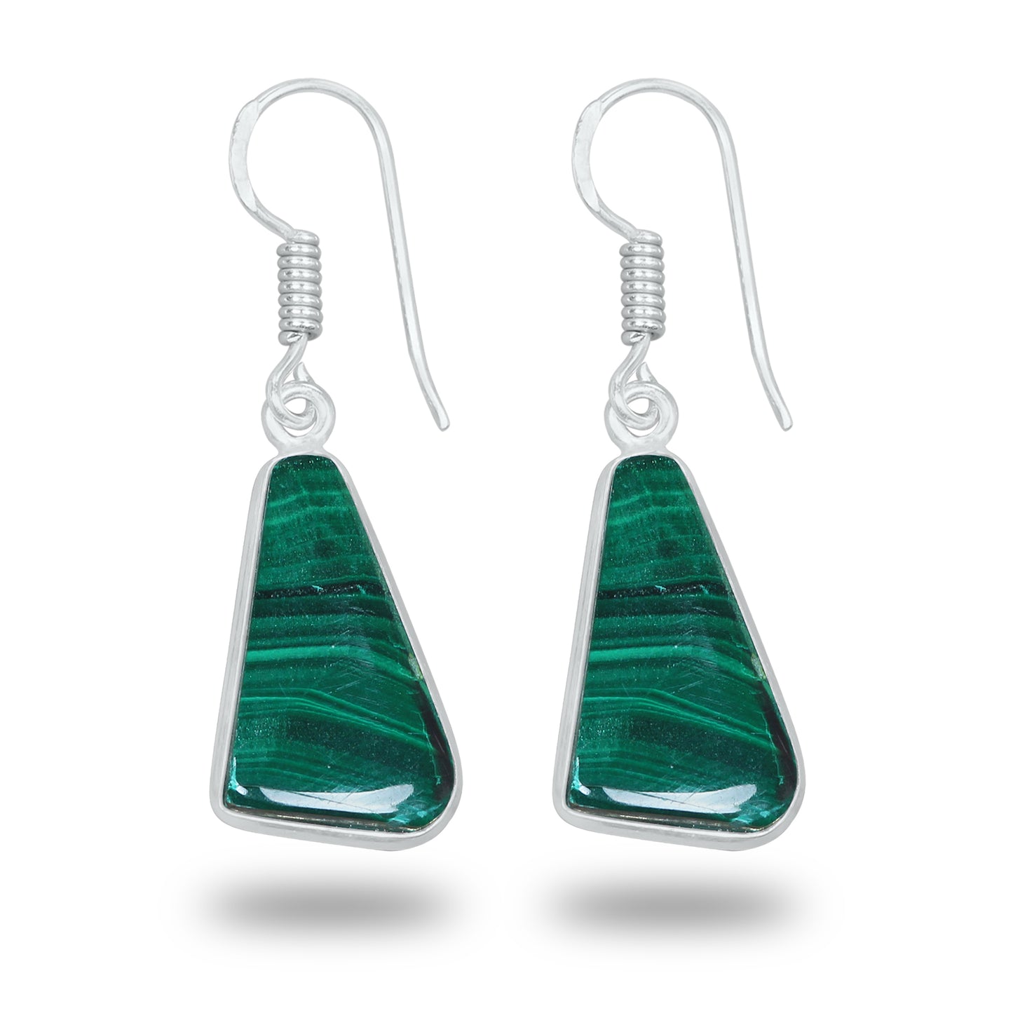 Boucles d'oreilles en malachite – Minimalistes, plaquées argent | Bijoux faits main en gros