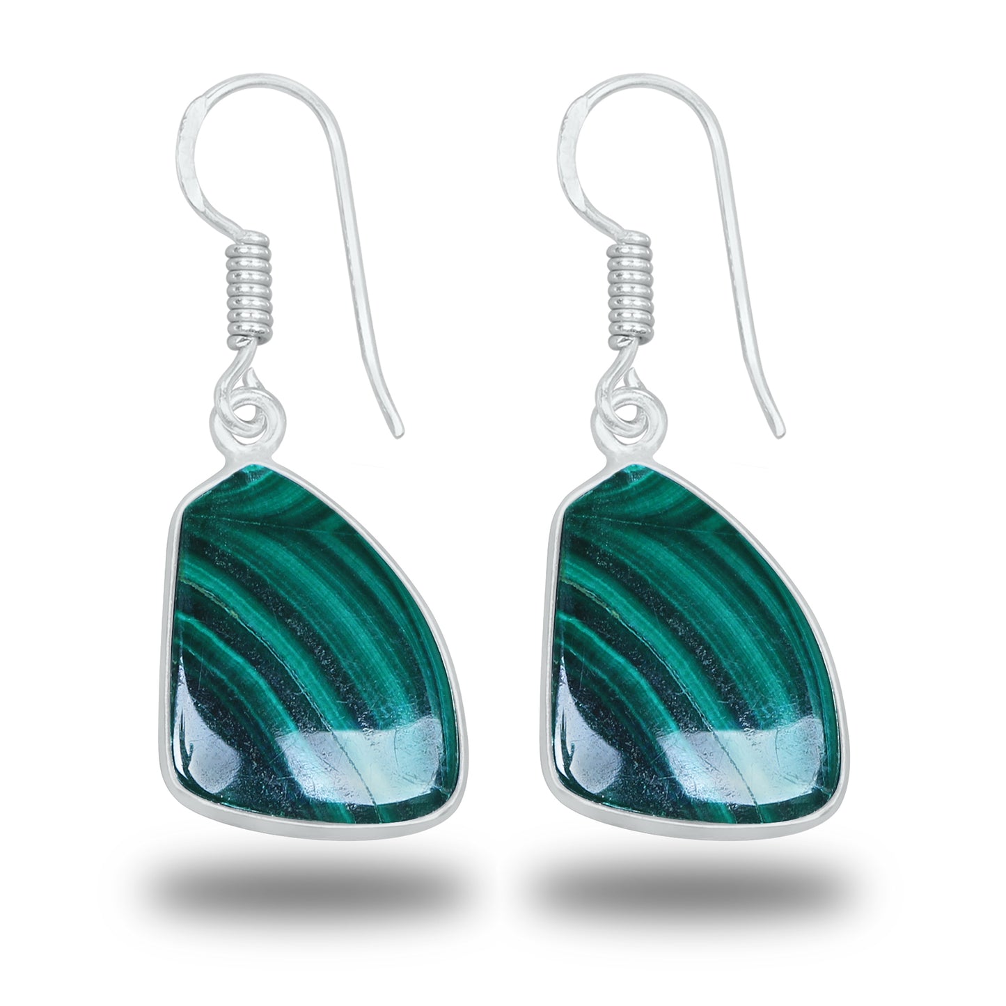 Boucles d'oreilles en malachite – Minimalistes, plaquées argent | Bijoux faits main en gros