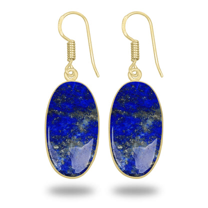 Lapis Earrings – 18K Gold-Plated Bezel, Handmade Minimal Design | Made to Order