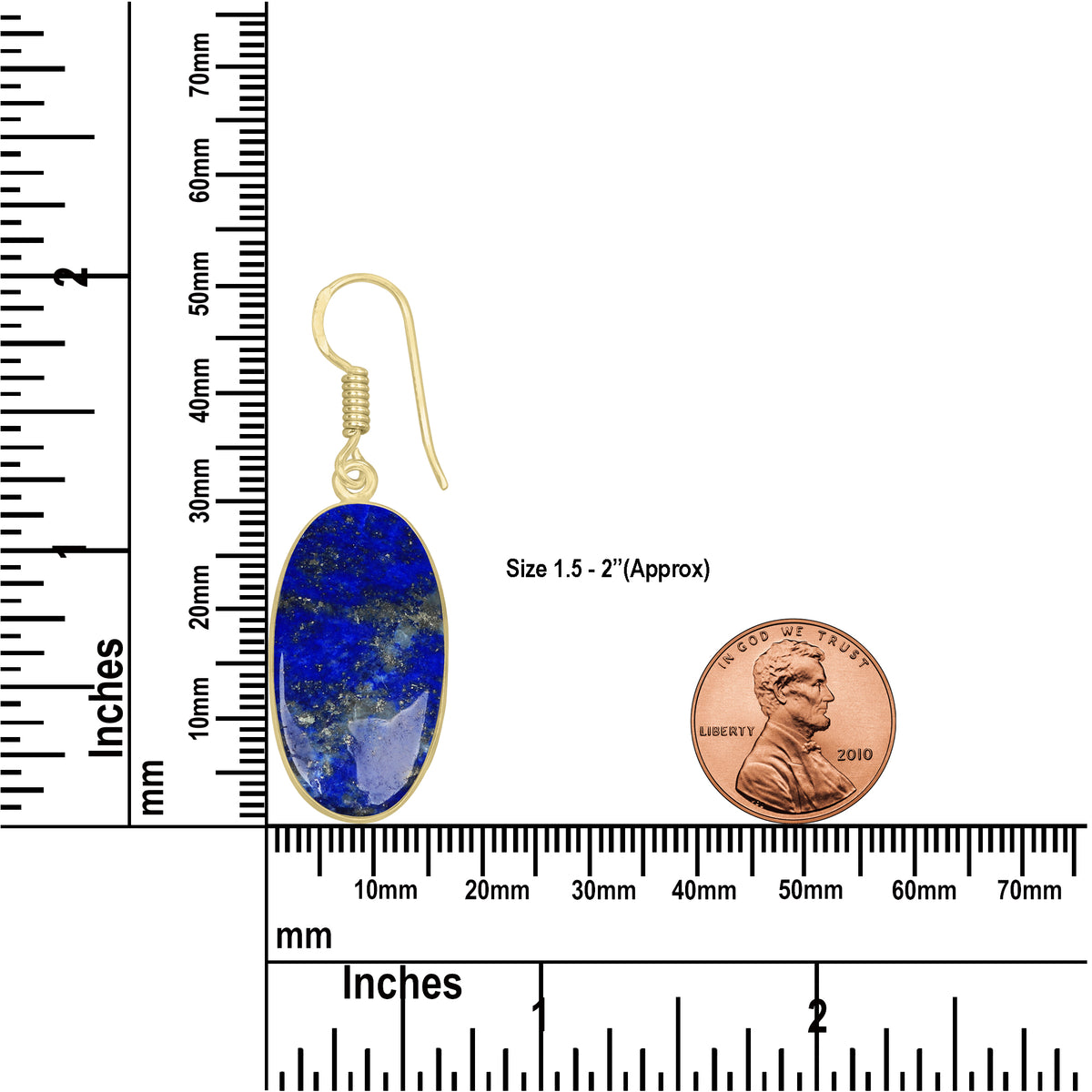 Lapis Earrings – 18K Gold-Plated Bezel, Handmade Minimal Design | Made to Order
