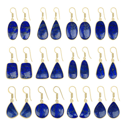 Lapis Earrings – 18K Gold-Plated Bezel, Handmade Minimal Design | Made to Order