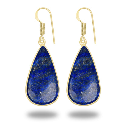 Lapis Earrings – 18K Gold-Plated Bezel, Handmade Minimal Design | Made to Order