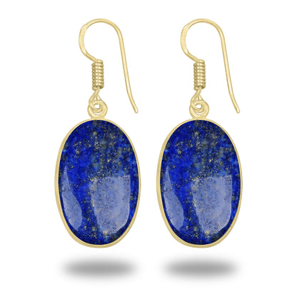 Lapis Earrings – 18K Gold-Plated Bezel, Handmade Minimal Design | Made to Order
