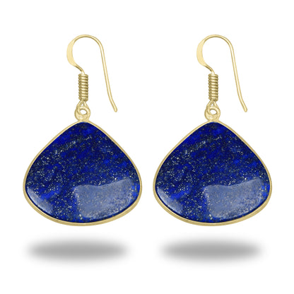 Lapis Earrings – 18K Gold-Plated Bezel, Handmade Minimal Design | Made to Order