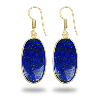 Lapis Earrings – 18K Gold-Plated Bezel, Handmade Minimal Design | Made to Order