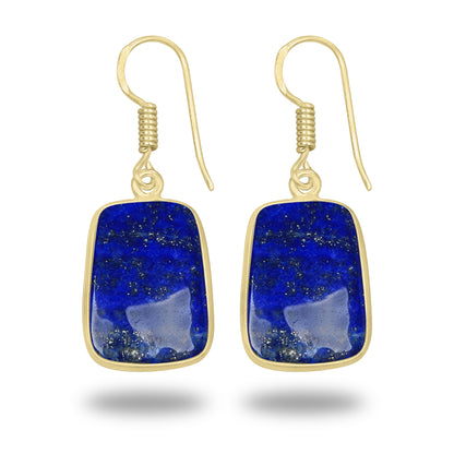 Lapis Earrings – 18K Gold-Plated Bezel, Handmade Minimal Design | Made to Order