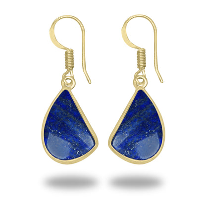 Lapis Earrings – 18K Gold-Plated Bezel, Handmade Minimal Design | Made to Order