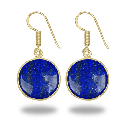 Lapis Earrings – 18K Gold-Plated Bezel, Handmade Minimal Design | Made to Order