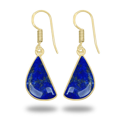 Lapis Earrings – 18K Gold-Plated Bezel, Handmade Minimal Design | Made to Order