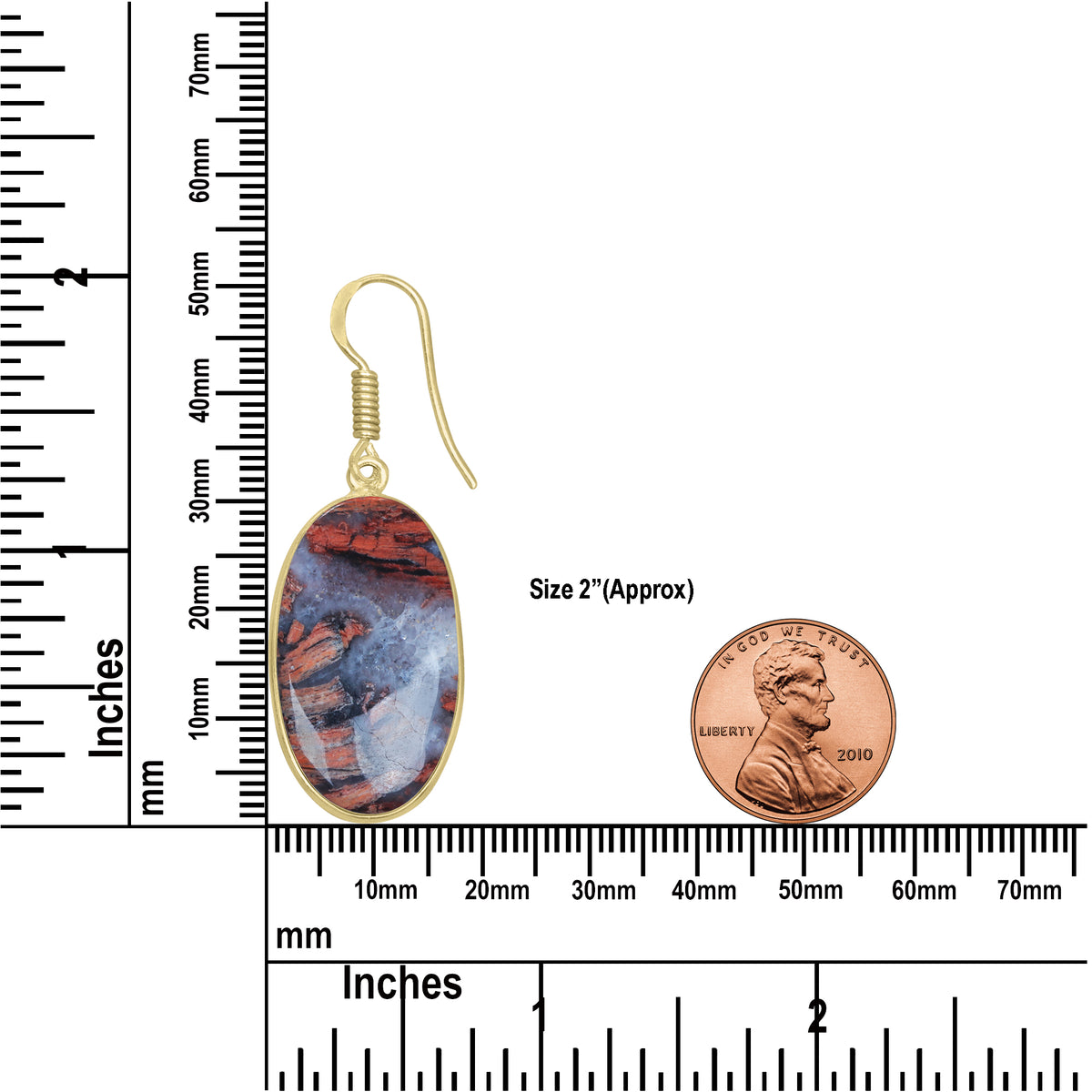 Red Jasper Earrings – 18K Gold-Plated Bezel, Handmade Minimal Design | Made to Order