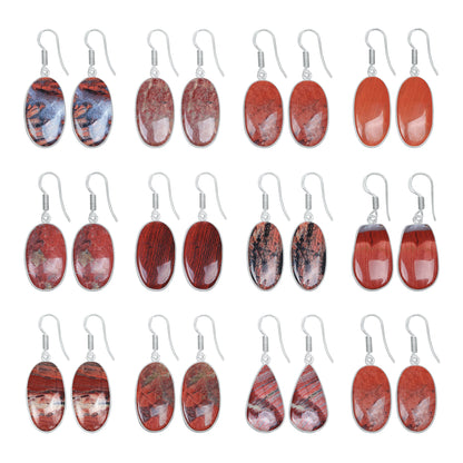 Red Jasper Earrings – Silver-Plated, Handmade, Deep Crimson | Wholesale