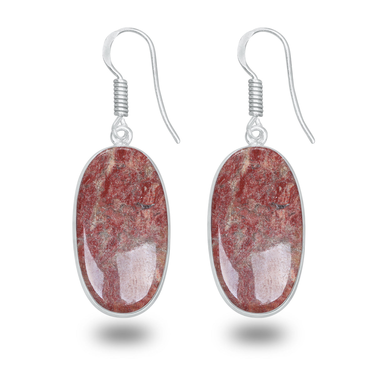 Red Jasper Earrings – Silver-Plated, Handmade, Deep Crimson | Wholesale