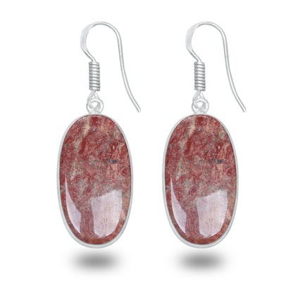 Red Jasper Earrings – Silver-Plated, Handmade, Deep Crimson | Wholesale