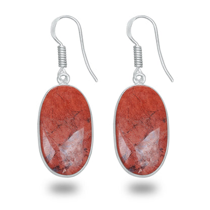 Red Jasper Earrings – Silver-Plated, Handmade, Deep Crimson | Wholesale
