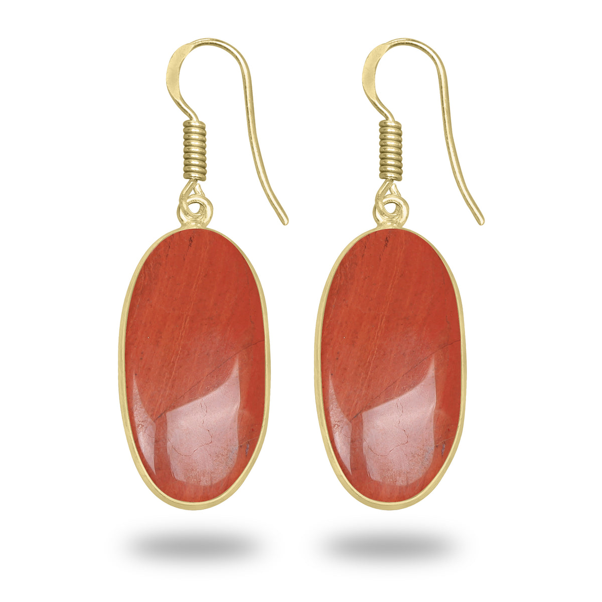 Red Jasper Earrings – 18K Gold-Plated Bezel, Handmade Minimal Design | Made to Order
