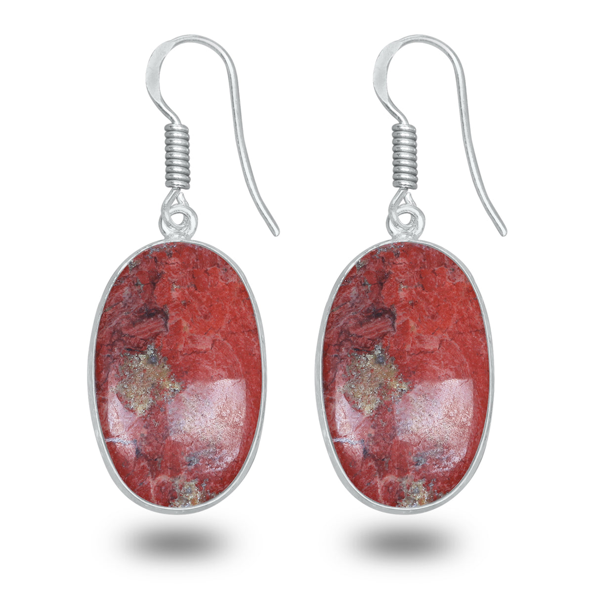 Red Jasper Earrings – Silver-Plated, Handmade, Deep Crimson | Wholesale