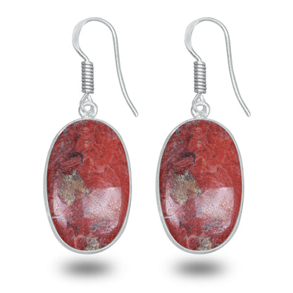 Red Jasper Earrings – Silver-Plated, Handmade, Deep Crimson | Wholesale