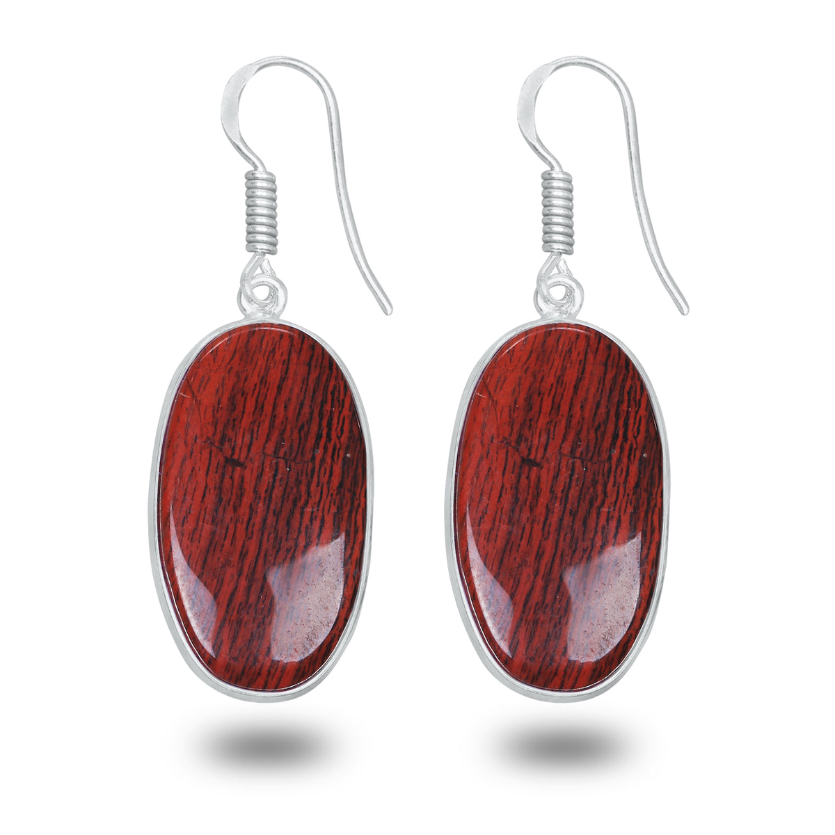 Red Jasper Earrings – Silver-Plated, Handmade, Deep Crimson | Wholesale