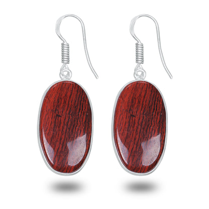 Red Jasper Earrings – Silver-Plated, Handmade, Deep Crimson | Wholesale