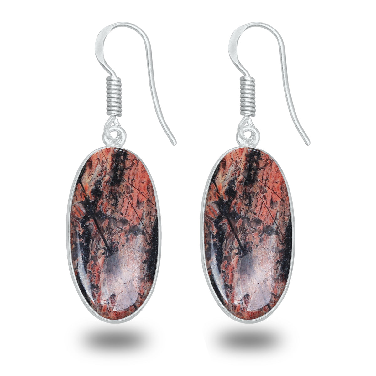 Red Jasper Earrings – Silver-Plated, Handmade, Deep Crimson | Wholesale