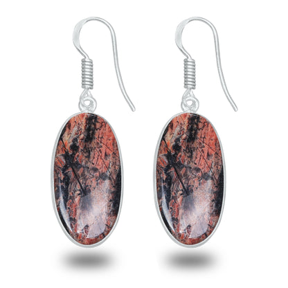Red Jasper Earrings – Silver-Plated, Handmade, Deep Crimson | Wholesale