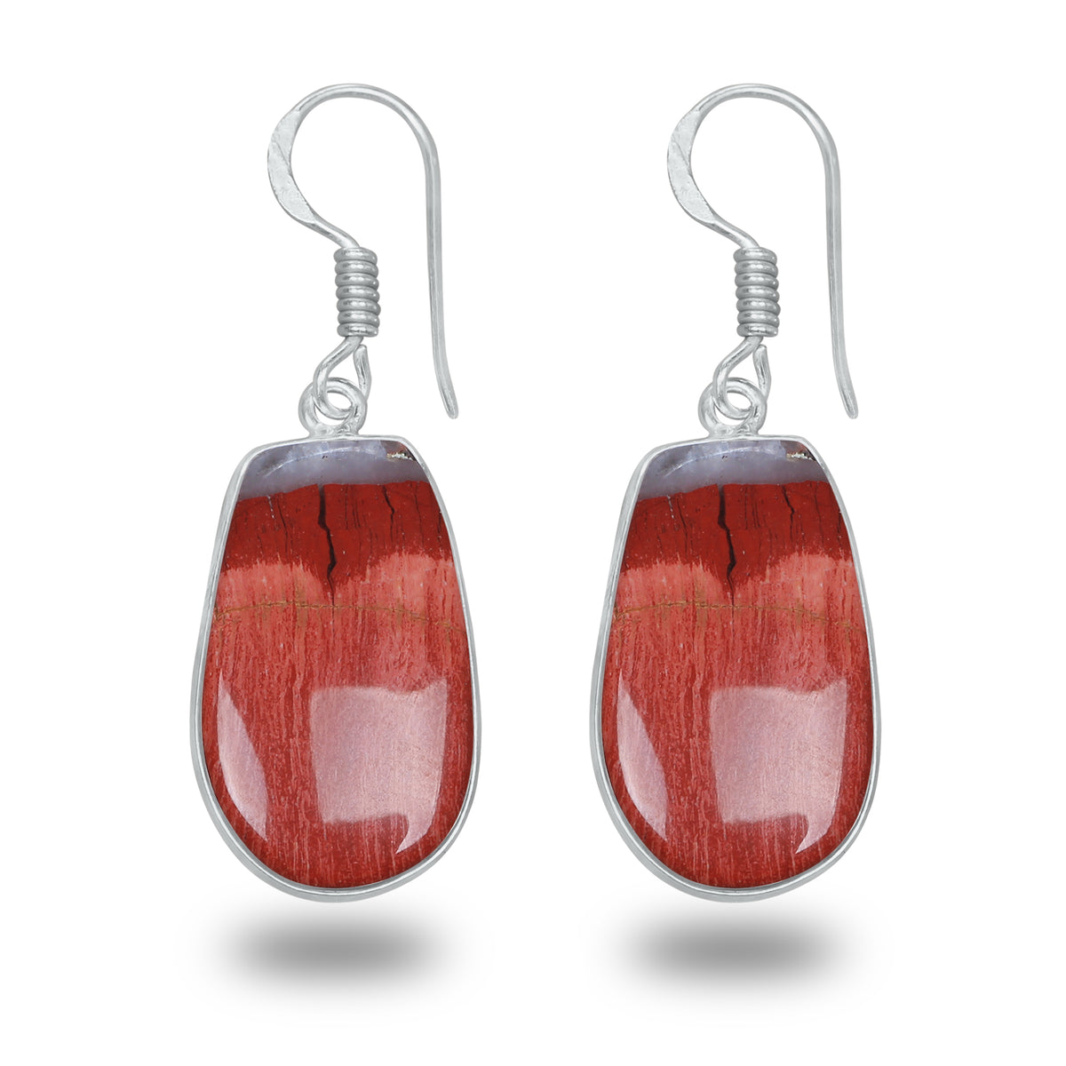 Red Jasper Earrings – Silver-Plated, Handmade, Deep Crimson | Wholesale