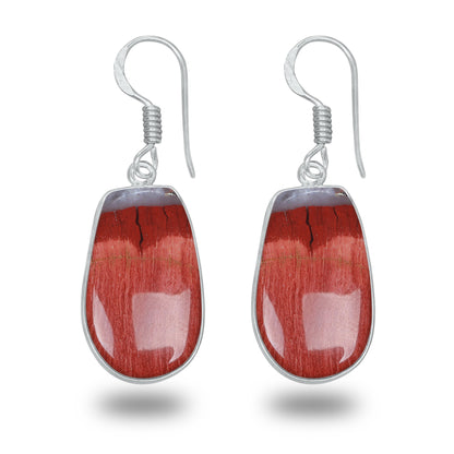 Red Jasper Earrings – Silver-Plated, Handmade, Deep Crimson | Wholesale