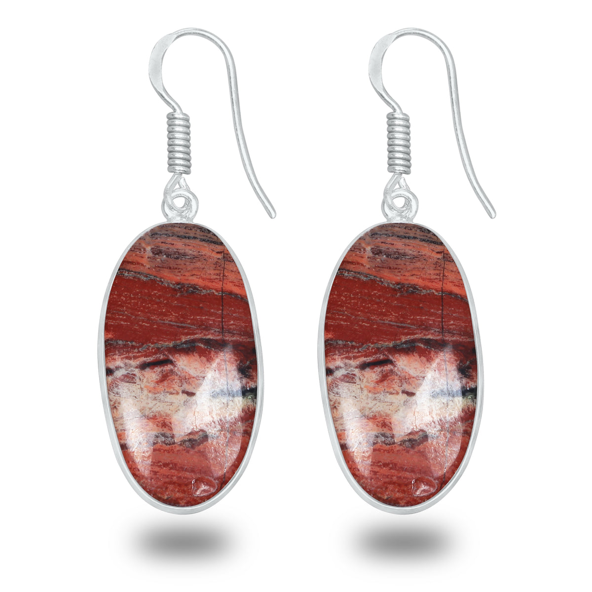 Red Jasper Earrings – Silver-Plated, Handmade, Deep Crimson | Wholesale