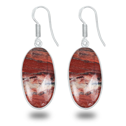 Red Jasper Earrings – Silver-Plated, Handmade, Deep Crimson | Wholesale
