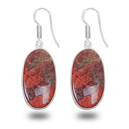 Red Jasper Earrings – Silver-Plated, Handmade, Deep Crimson | Wholesale