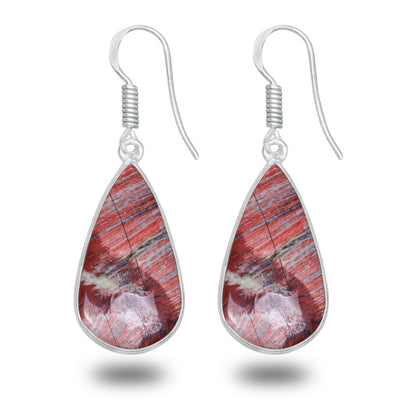 Red Jasper Earrings – Silver-Plated, Handmade, Deep Crimson | Wholesale