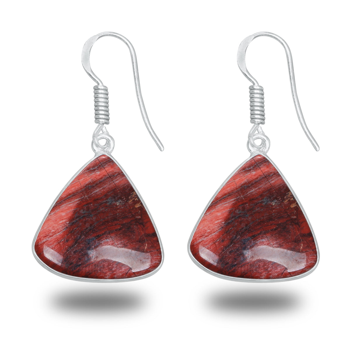 Red Jasper Earrings – Silver-Plated, Handmade, Deep Crimson | Wholesale