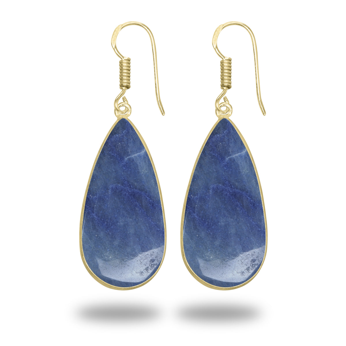 Blue Aventurine Earrings – 18K Gold-Plated Bezel, Handmade Minimal Design | Made to Order