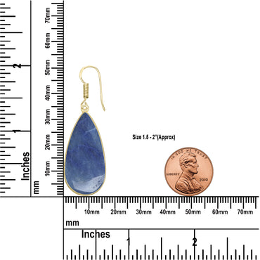 Blue Aventurine Earrings – 18K Gold-Plated Bezel, Handmade Minimal Design | Made to Order